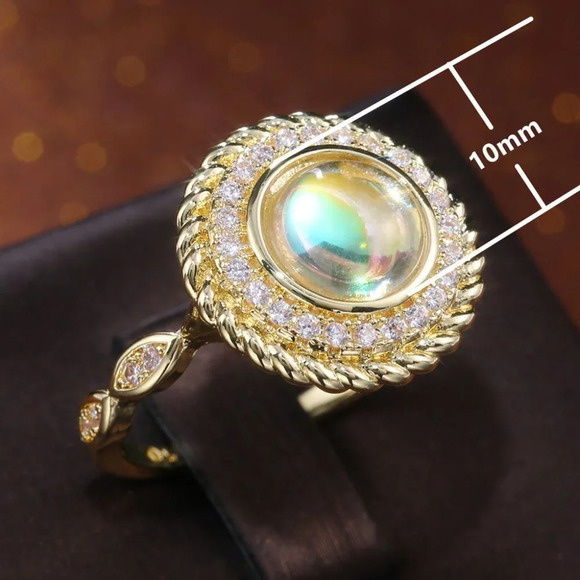 🍂  14K Gold Plated CZ Clear Opal Diamond Ring for Women, FB16FA1129 - Picture 9 of 10